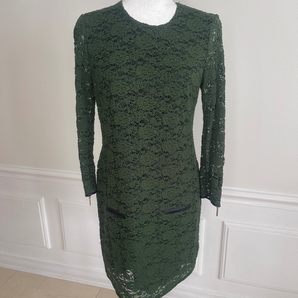 Juicy Couture Fitted Green Lace Dress